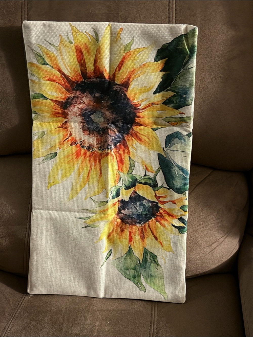 Sunflower Print Pillow Cover